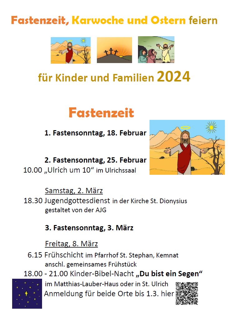 Fastenzeit, Karwoche und Oster feiern für Kinder und Familien 2024
